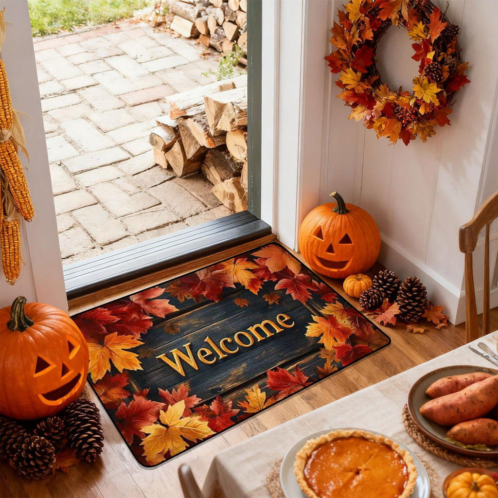 Autumn Door Mat for Entryway, 16x24 Inch, Fall-Themed Floor Doormat for Home Decor, Non-Slip Rug Mat for Living Room, Kitchen, Bedroom, Gifts for Fall Lovers (E)
