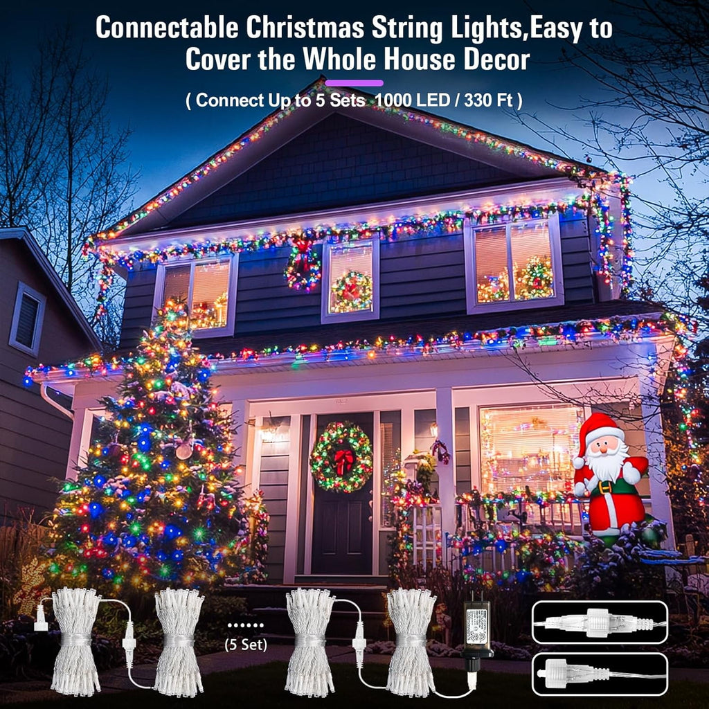 JMEXSUSS 200 LED Christmas Lights Indoor Outdoor, Connectable Warm White Christmas Tree Lights Clear Wire, 66 Ft Twinkle Fairy String Lights Plug in for Bedroom Wedding Christmas Tree Decorations
