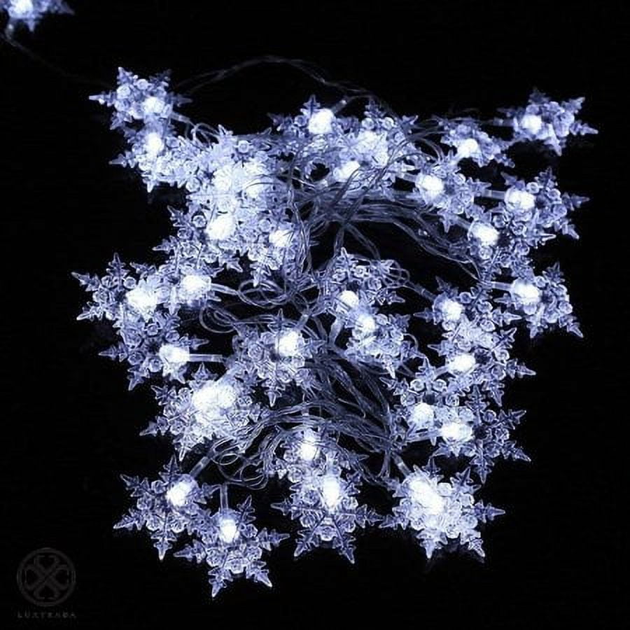 Morttic Christmas 96LEDs Snowflake Fairy String Curtain Window Light LED Starry Christmas String Lights for Holidays Wedding Party Decor (Warm Light)
