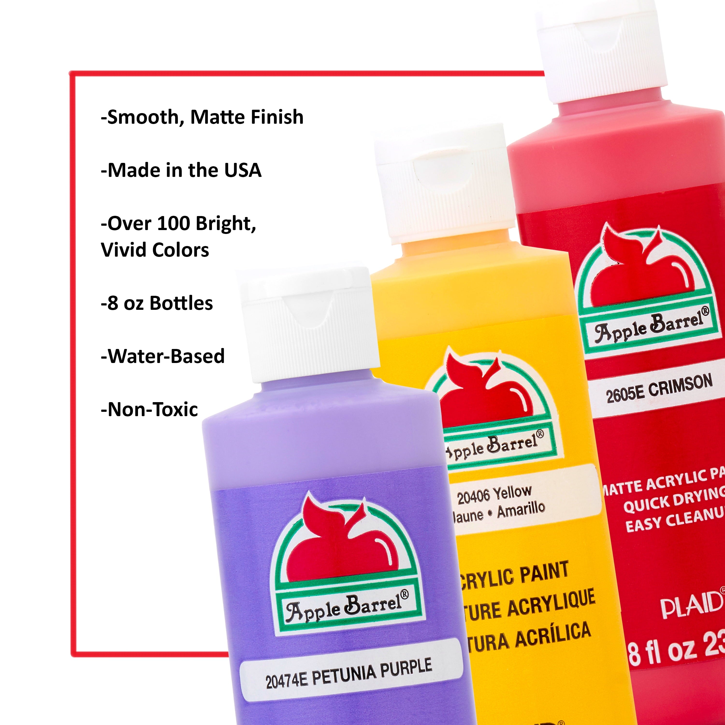 Apple Barrel Acrylic Craft Paint, Matte Finish, White, 8 fl oz