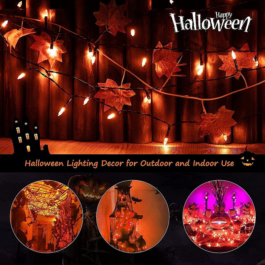 Morttic 2 Pack Orange String Lights 16.4Feet 50 LED Battery Operated Waterproof Mini Fairy Lights Show with 8 Modes for Outdoor Indoor Patio Xmas Tree Birthday Party Holiday Christmas Decorations