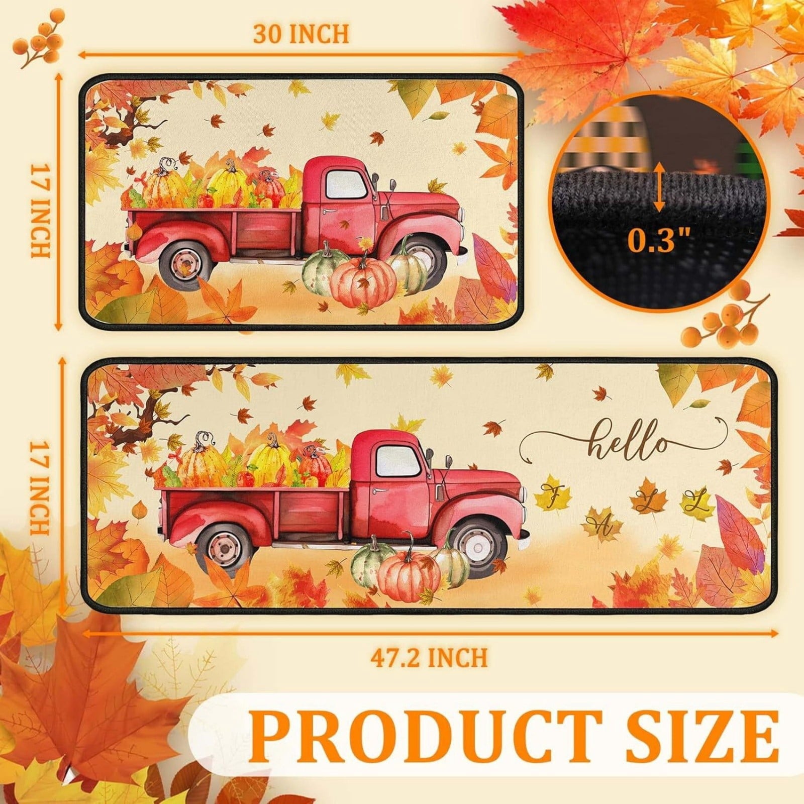 Stijggn Halloween Kitchen Mats for Floor Halloween Rugs Halloween Thanksgiving Decorations Doormat, Welcome Mats for Front Door,Spooky Outdoor Mats for Home Decor Holiday Decorative