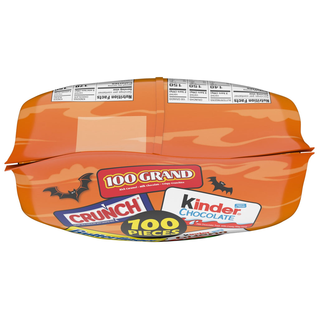 Butterfinger, CRUNCH, 100 Grand, Kinder Bueno, Kinder Chocolate, Minis Assorted Halloween Candy Bag, 100 Count, 32.2 oz