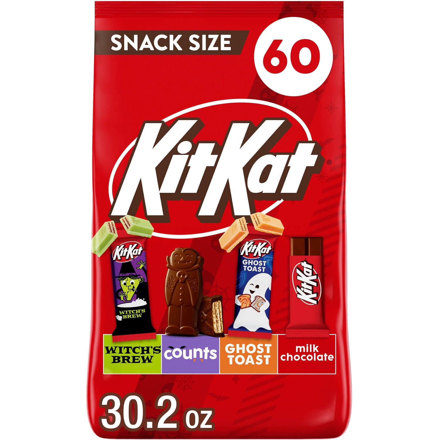 Kit Kat Assorted Flavored Wafer Snack Size, Halloween Candy Bulk Bag, 30.2 oz (60 Pieces)