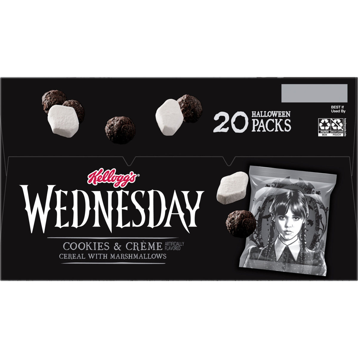 Kellogg's Cookies and Crème with Marshmallows Cereal Pouches, Whole Grain, 9 oz, 20 Count