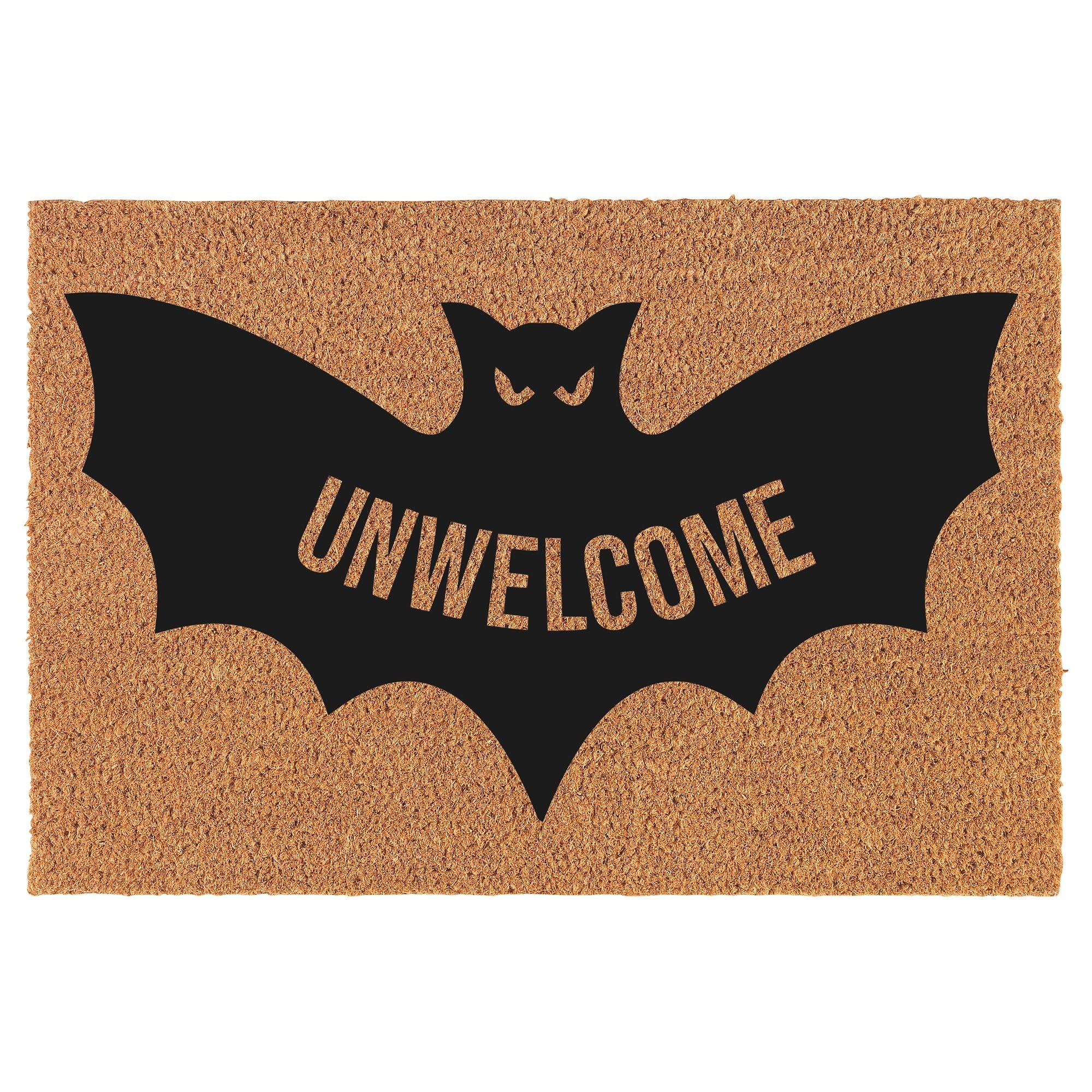 Welcome Doormat Coco Coir Door Mat Gift Unwelcome Bat Halloween (24" x 16")