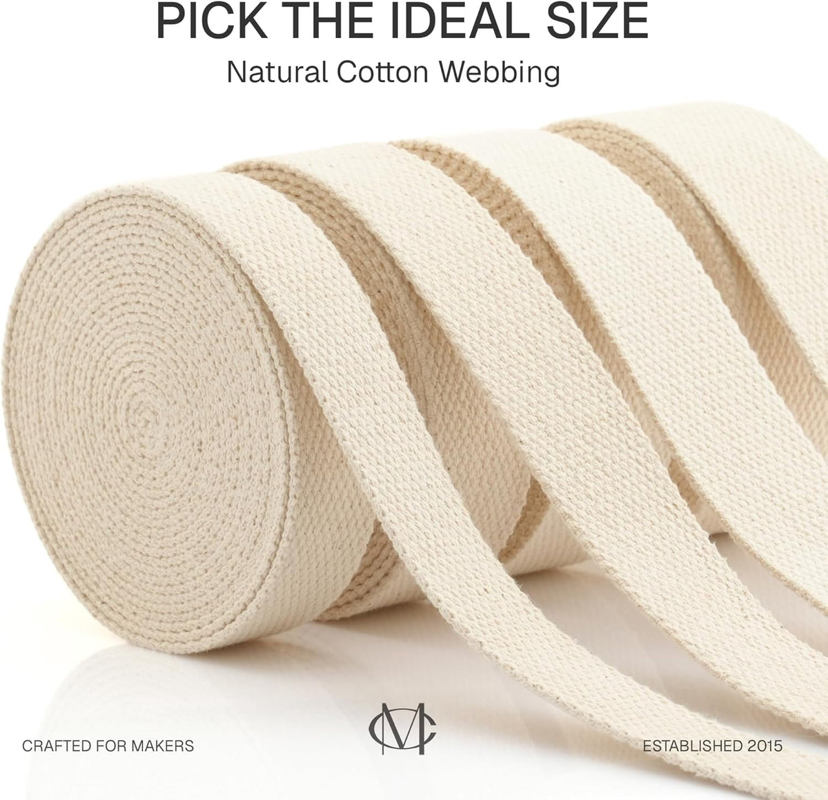 CRAFTME STUDIO Natural Cotton Webbing Ribbon for Bags, Sewing & Crafts (1 Inch x 5 Yards, Natural)
