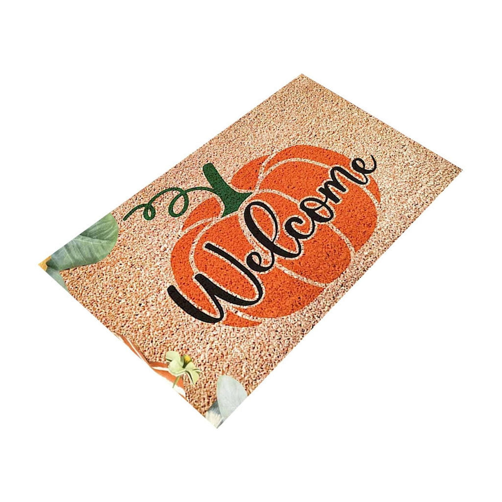 Zhourta Halloween Fall Plaid Outdoor Rug Orange Plaid Outdoor Rug Cotton Hand Woven Check Rug Layered Doormats for Front Door Front Porch Farmhouses Entryway Patio 15.7x23.6 Inch