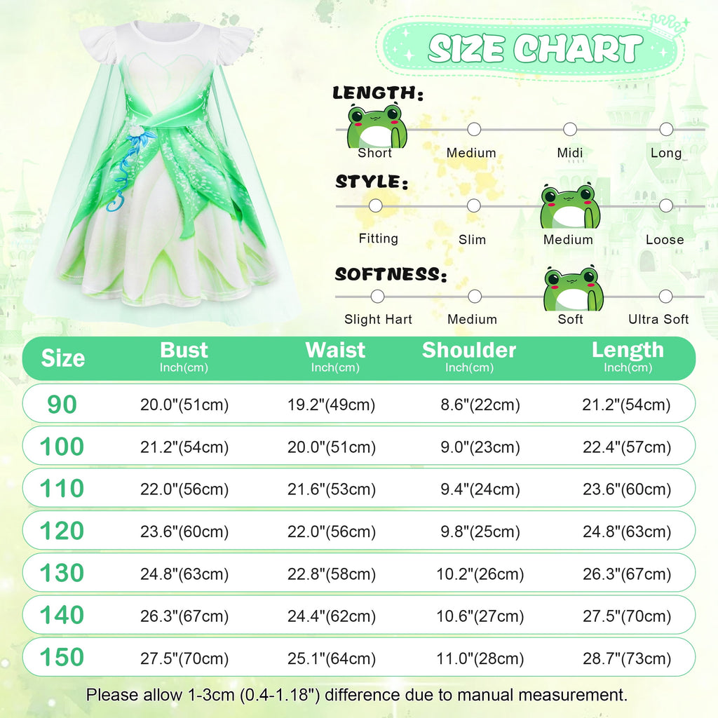Benylion Girls Ice Princess Dress Halloween Cosplay Costumes With Tulle Cape Kids Birthday Party Dress up Outfit for 7-8 Years