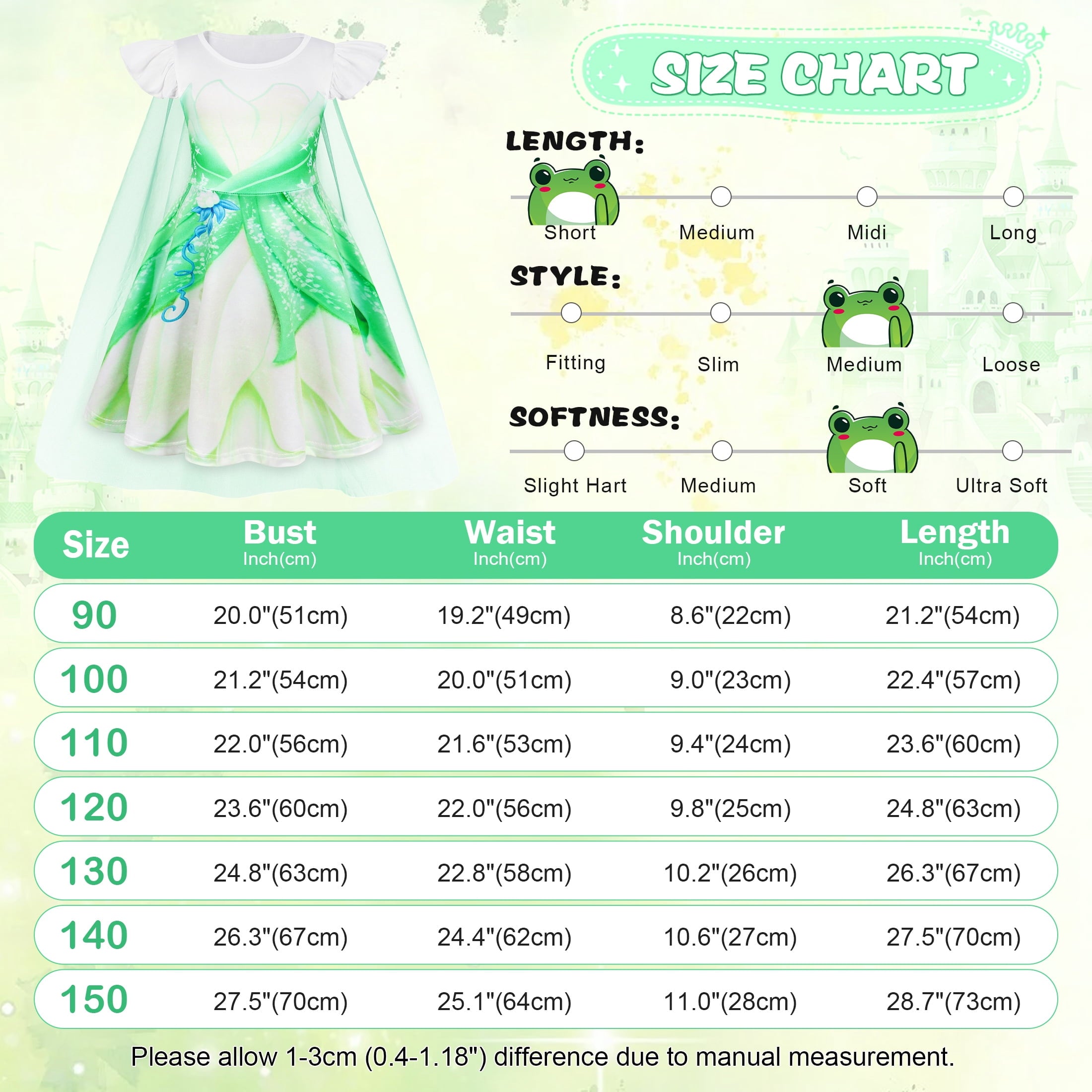 Benylion Girls Ice Princess Dress Halloween Cosplay Costumes With Tulle Cape Kids Birthday Party Dress up Outfit for 7-8 Years