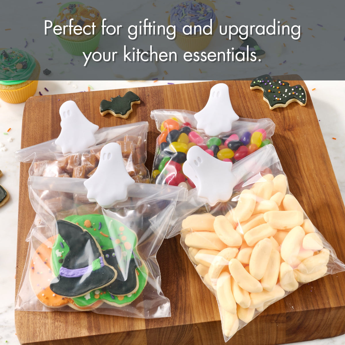 Way To Celebrate 4-Piece Bag Clips, Ghost, White