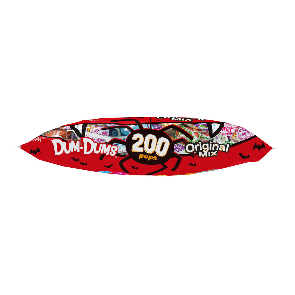 Dum Dums Original Mix Assorted Halloween Lollipops and Suckers, Hard Party Candy Bags, 200 Count