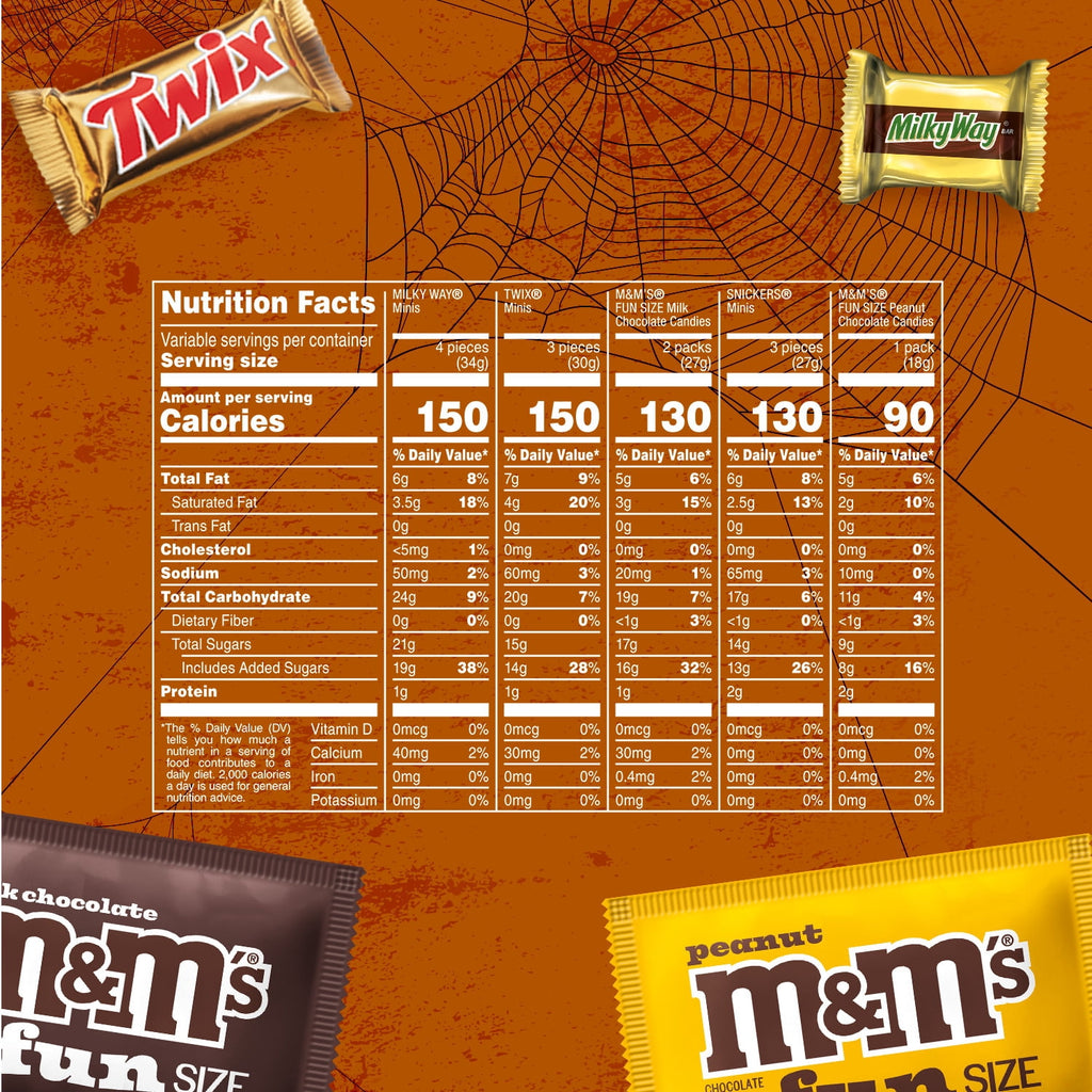 M&M's, Snickers, Twix & Milky Way Chocolate Halloween Candy Variety Pack - 120 Ct Bulk Bag