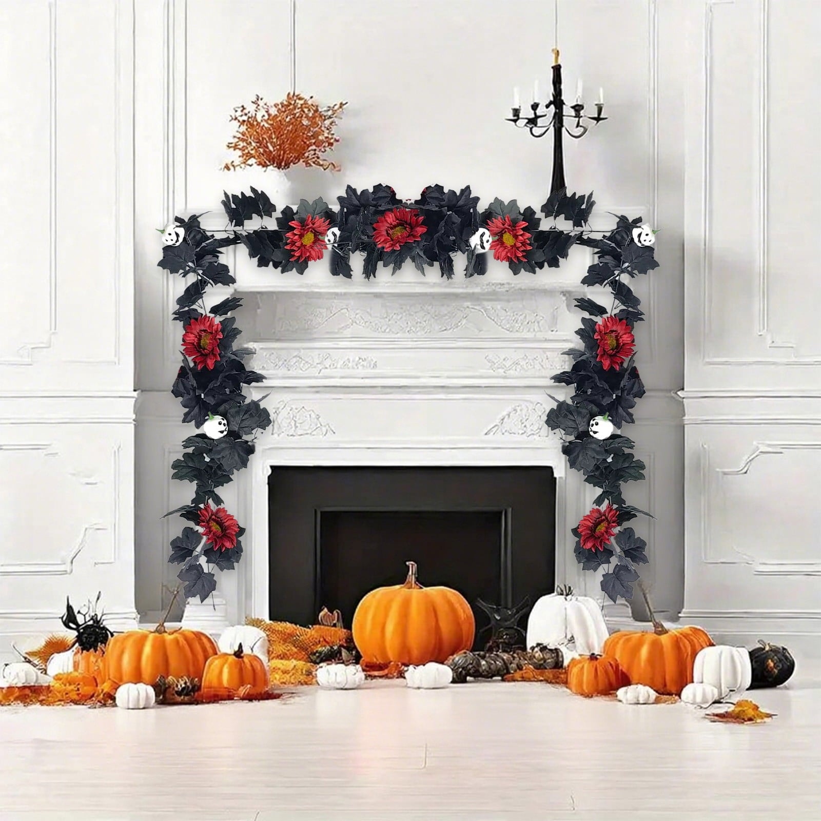 AZXY Halloween Decor, Halloween Indoor Decor, Halloween Tabletop, Artificial Red Silk Rose Stems, Gothic Fake Floral Bouquet, Halloween Decorations for Home Table Party Decor