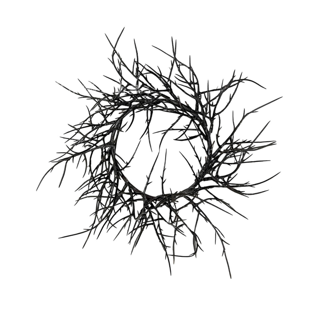 WWC Halloween Wreath, 18 inch Black Bats and Bare Branch Wreath, Gothic Halloween Decor Twig Wreath for Halloween Party Front Door Porch and Fireplace
