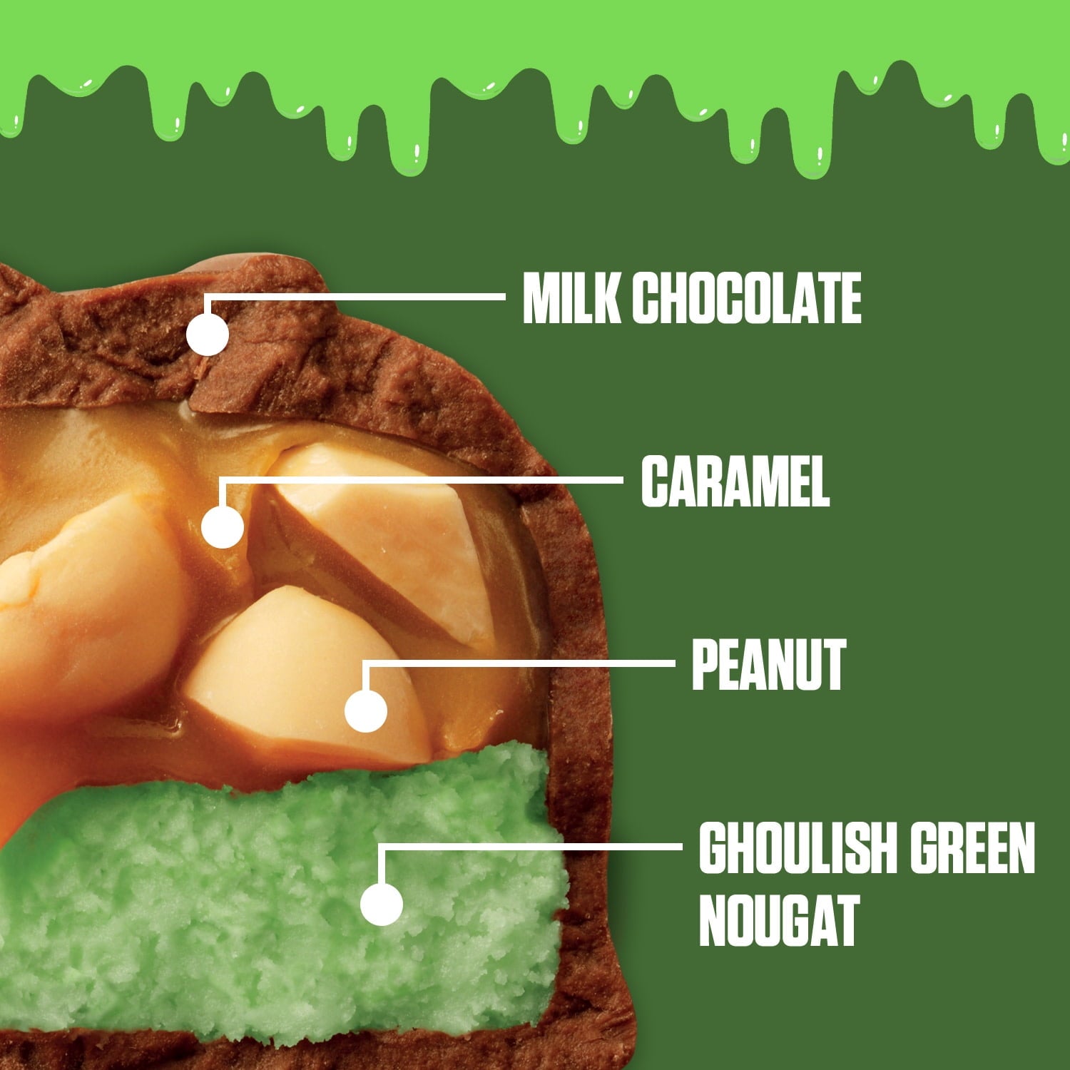 Snickers Ghoulish Green Milk Chocolate Halloween Candy Bars - 6.66 oz Candy Bag