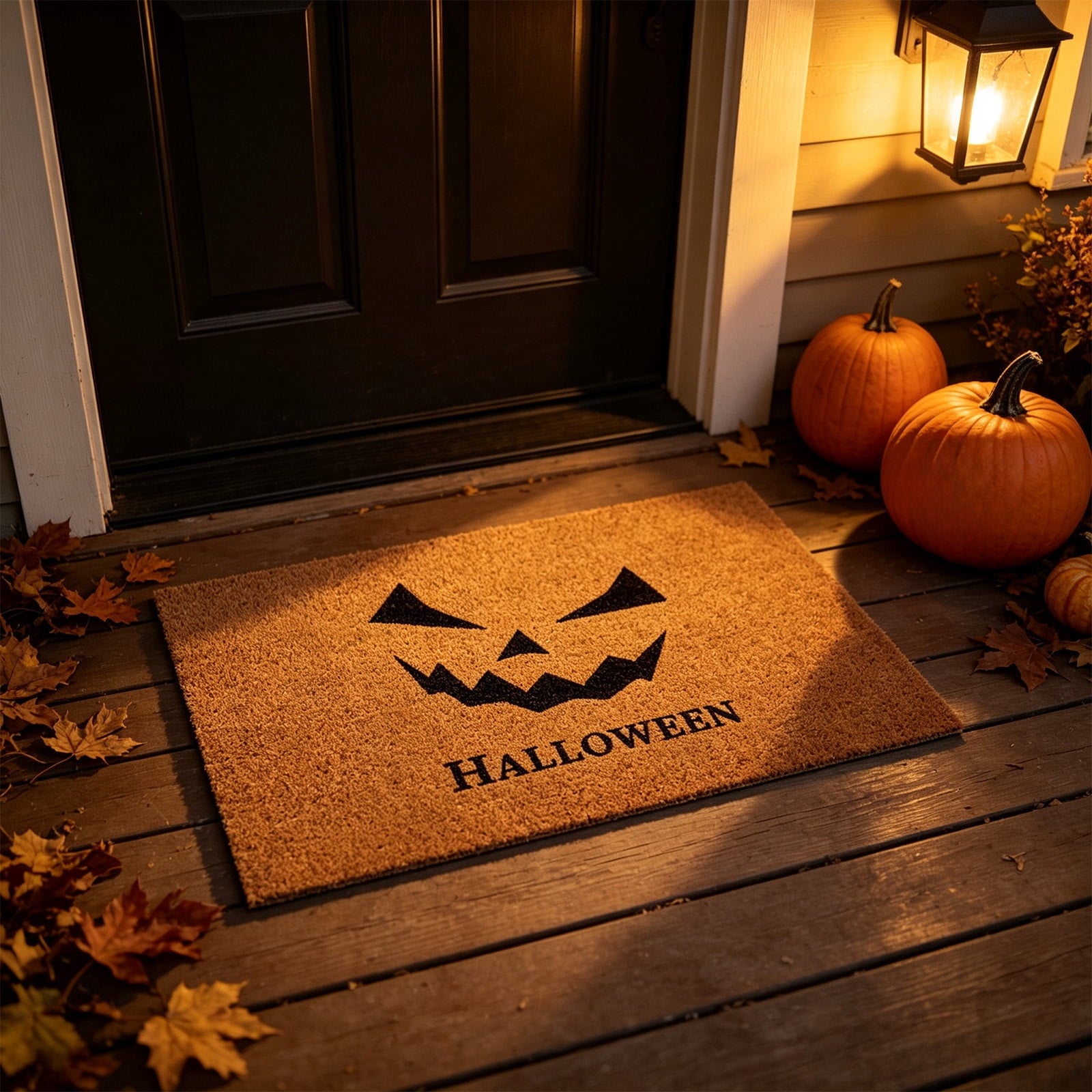 Miwamany Retro Halloween Coconut Fiber Look Doormat, Anti-Slip Scraper Mat, Vintage Entryway Floor Rug for Front Door Porch Kitchen Home Decoration