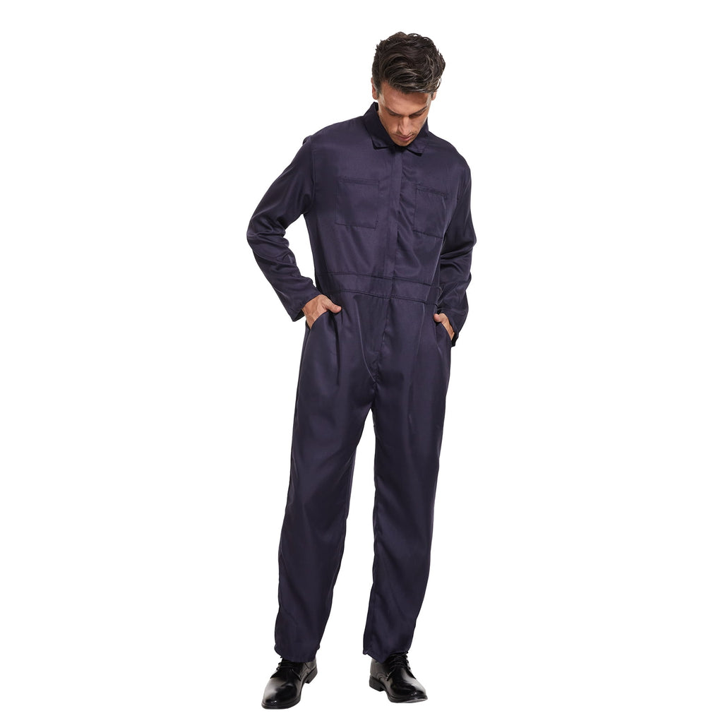 WASFDN Navy Blue Jumpsuit Coveralls Adult Men Halloween Cosplay Jumpsuit Costume,M