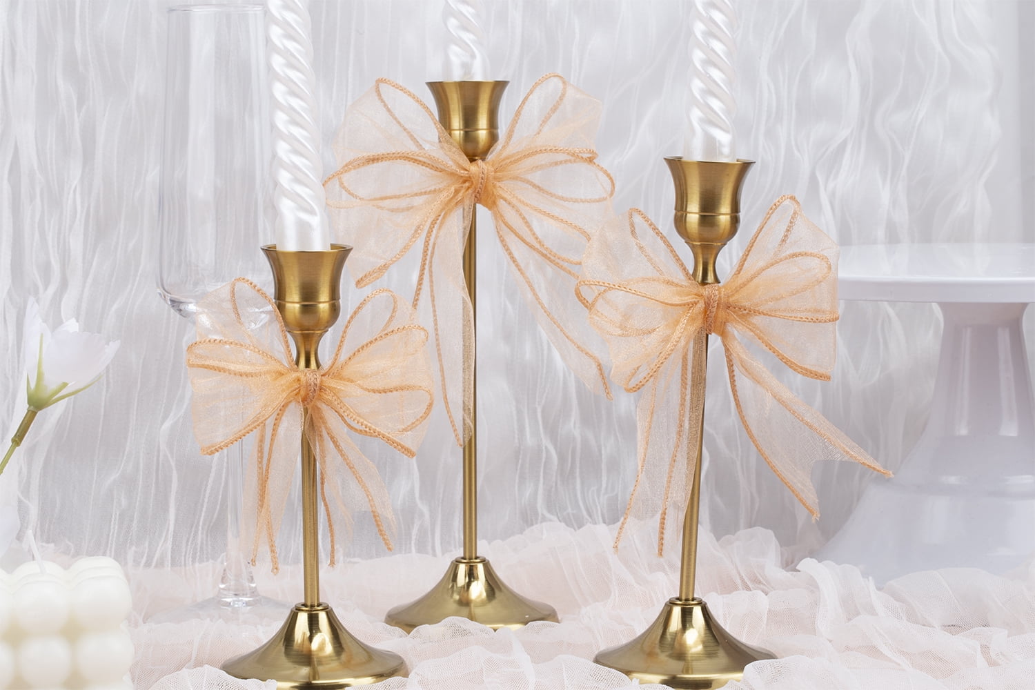 Joycrosso 1.5 Inch White Wired Organza Ribbon - 20 Yards Sheer Decorative Ribbon for Gift Wrapping, Wedding Decor, Christmas Tree, Crafts & DIY Projects