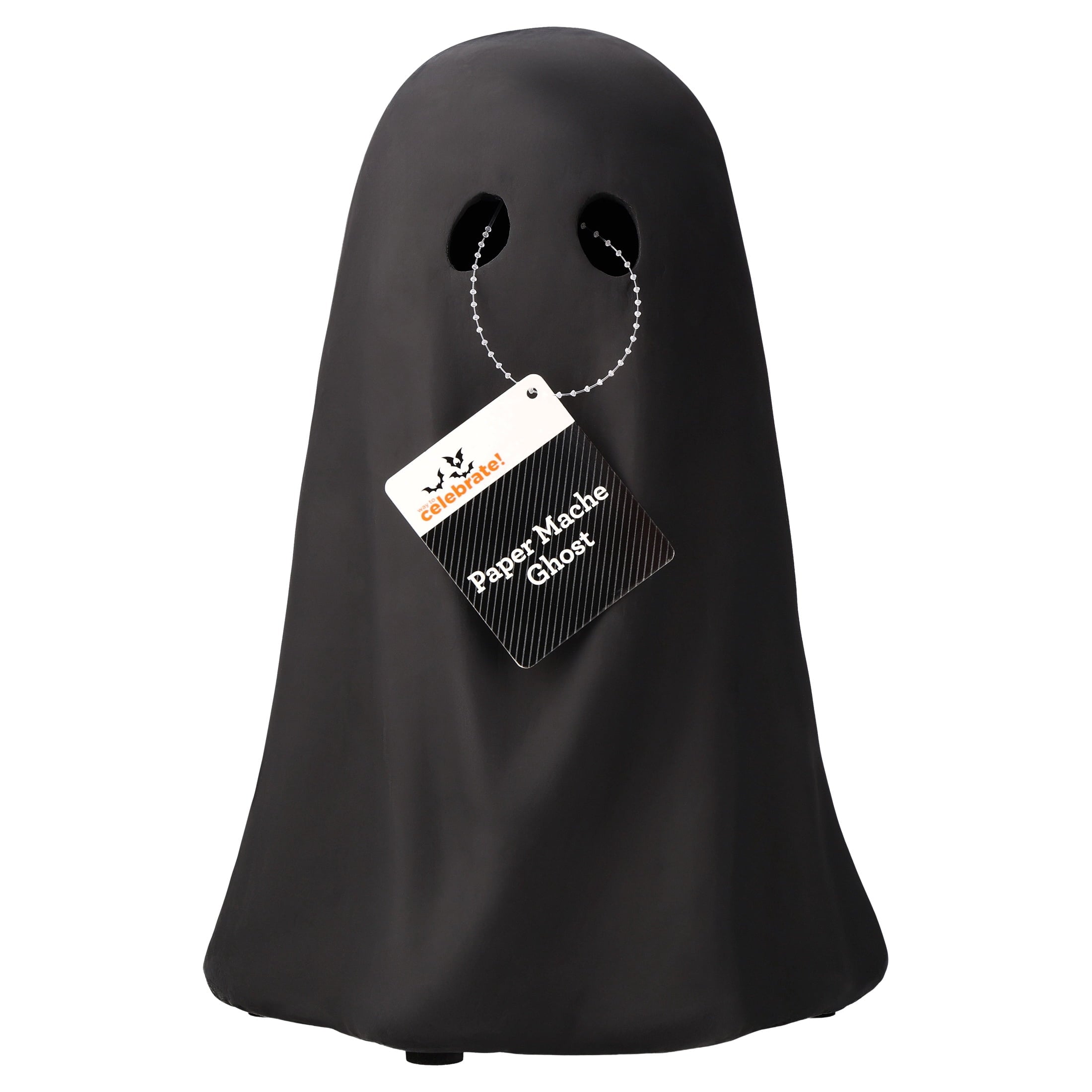 Paper Mache Ghost Decoration, Black, 11", Halloween by Way To Celebrate