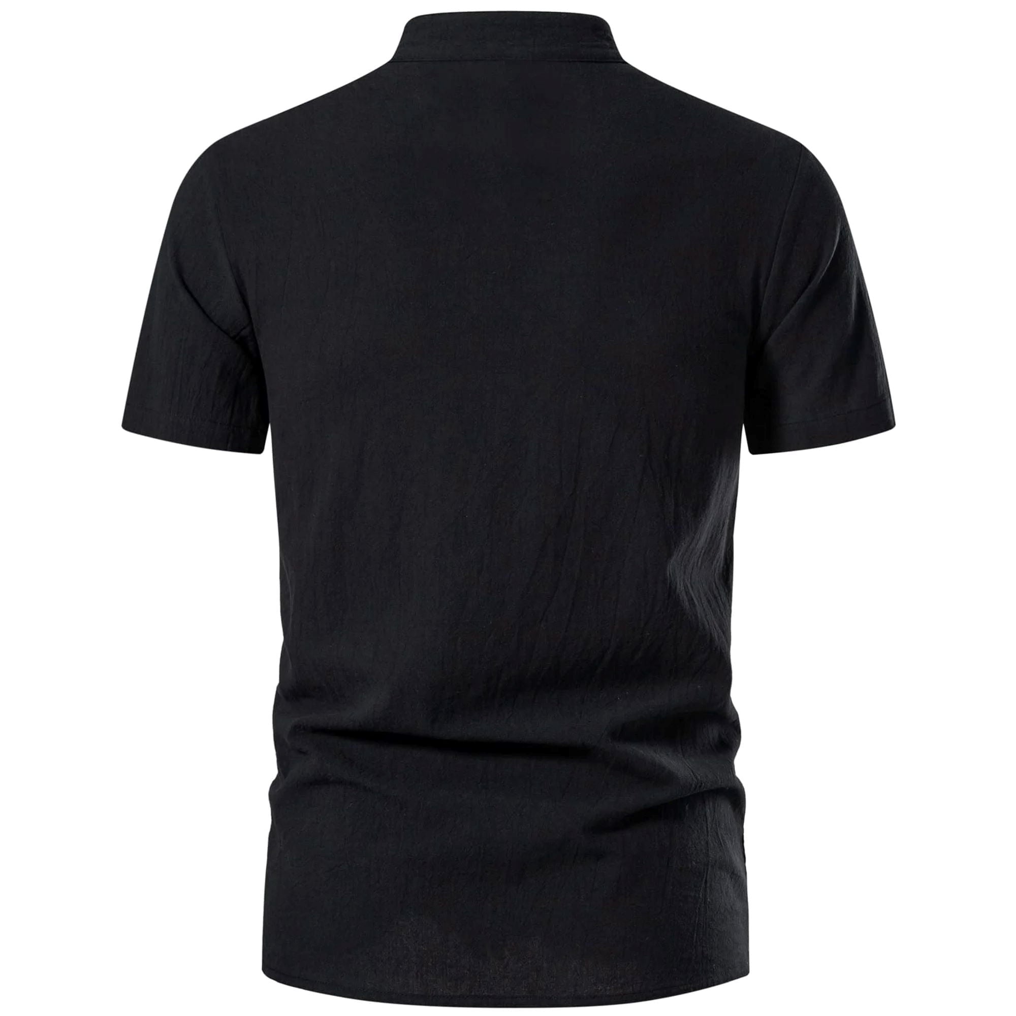 HAOMEILI Men's Cotton Linen Lace-Up V-Neck Short Sleeve Shirt