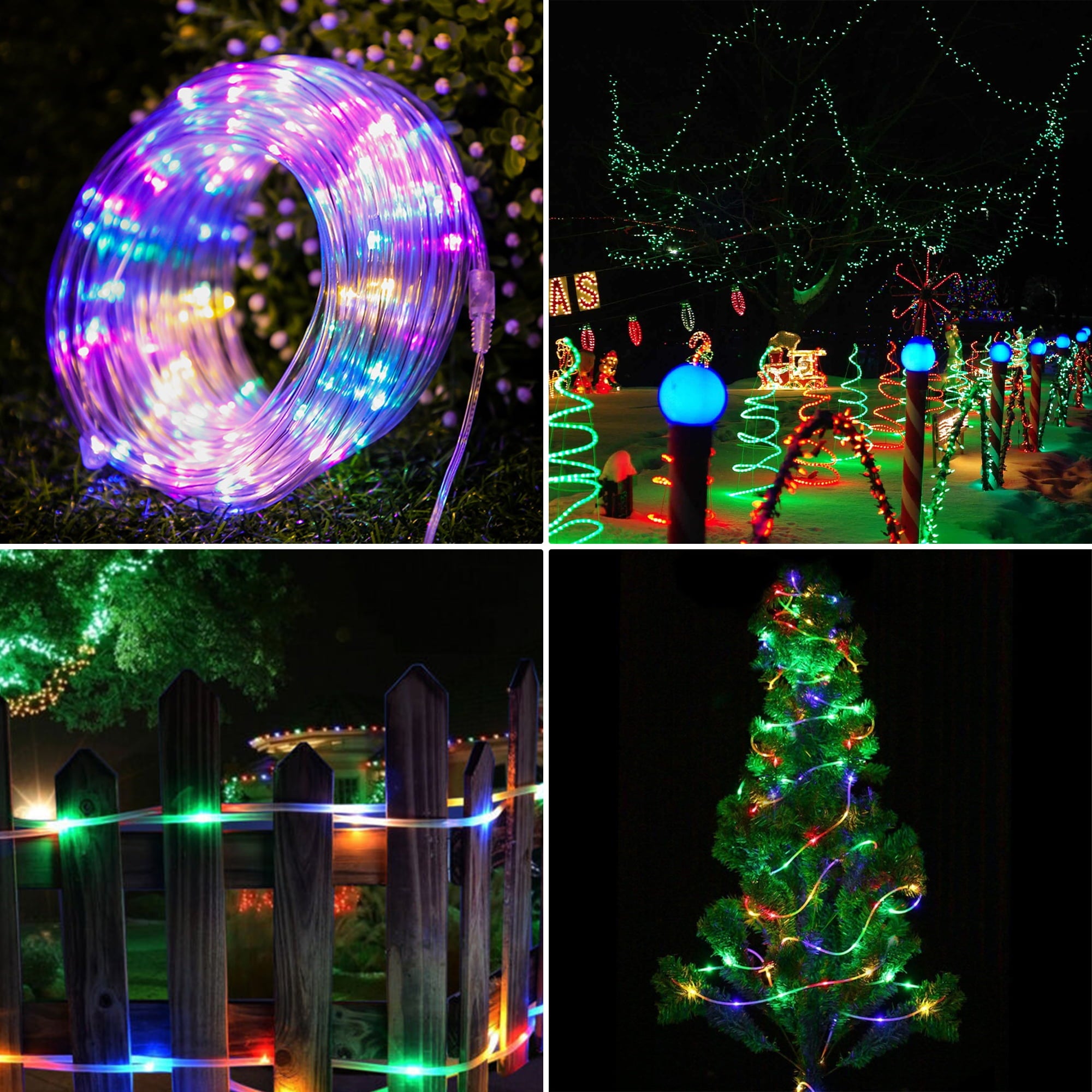 DAYBETTER Solar Outdoor Rope Lights, 33Ft Multi-color Waterproof Lights with 100 LEDs for Outside Tree Fence Yard Christmas Lighting Decoration
