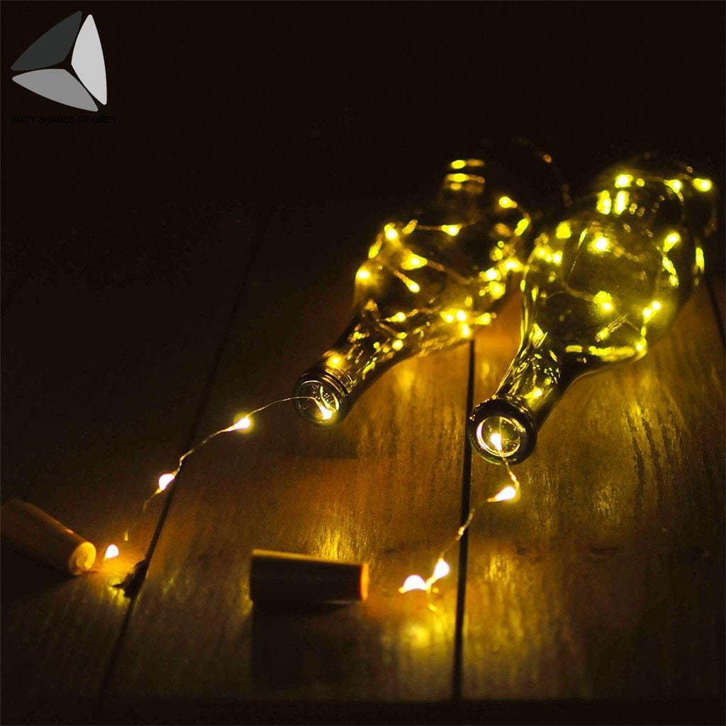 PULLIMORE Wine Bottle Lights with Cork Colorful, 15 LEDs Fairy Lights Battery Operated String Lights for Xmas Party Decor(Warm White, 2.46ft)