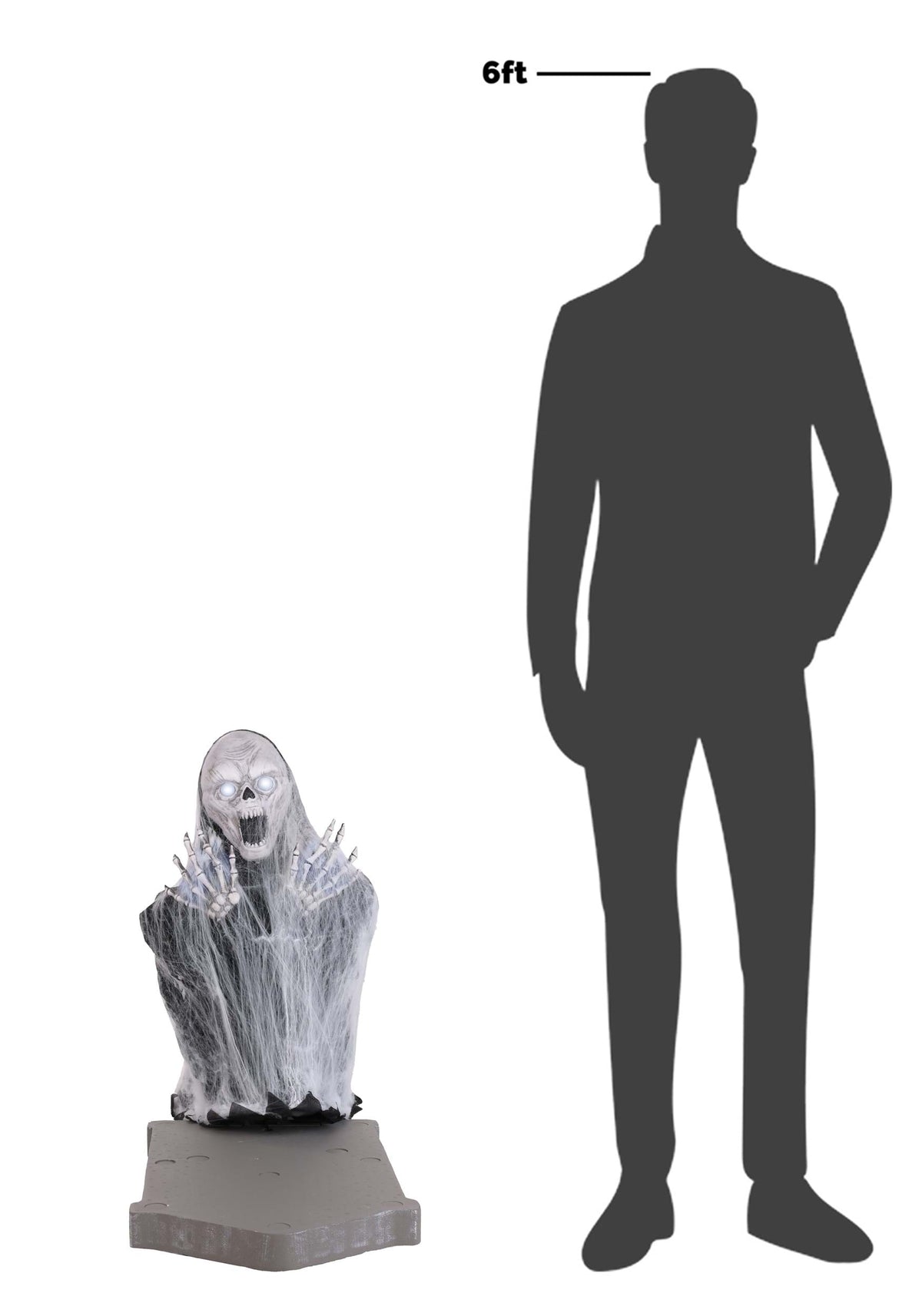 2.1FT Jump Scare Skull and Tombstone Animated Decoration - Tekky