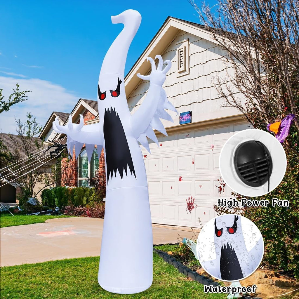 GOOSH 6 FT Height Halloween Inflatable Outdoor Colorful Dimming Ghost, Blow Up Yard Decoration Clearance with LED Lights Built-in for Holiday/Party/Yard/Garden
