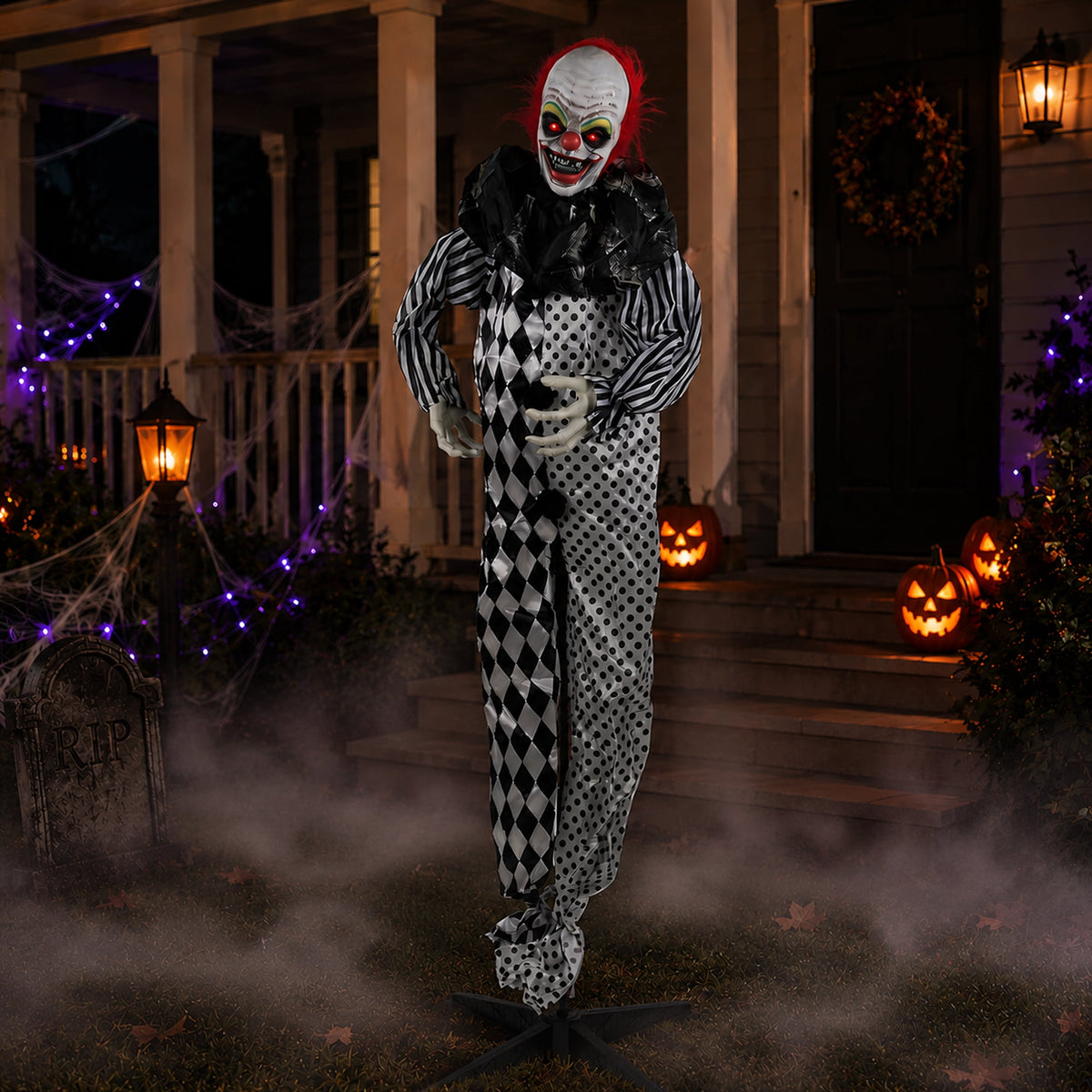 Northlight 5.5' Animated Standing Clown with Glowing Eyes Halloween Decoration
