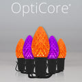 50 OptiCore LED Purple and Orange C7 String Lights with Shatterproof Bulbs for Halloween Displays Party Decoration, 50ft, Indoor Outdoor Black Wire