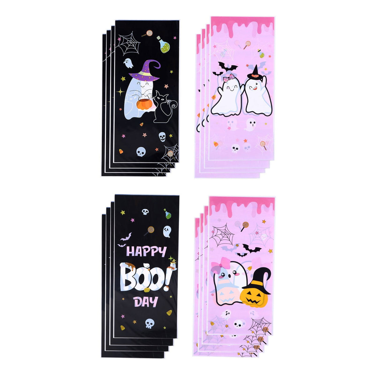 Halloween Cute Ghost Paper Gift Bags with Handles,Trick or Treat Candy Bags for Pumpkin Candy Goodie Present Bags, Festive Halloween Party Favor Bags Gift Holders for Gifts Treats(A)