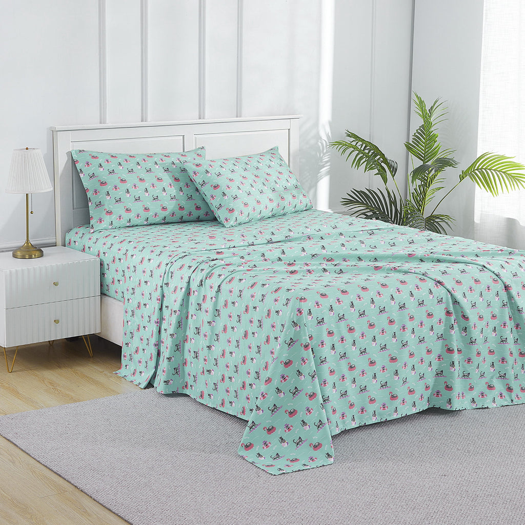 Summerween Crafted by Catherine Full 4-Piece Sheet Set, Black & White Nautical Ghosts