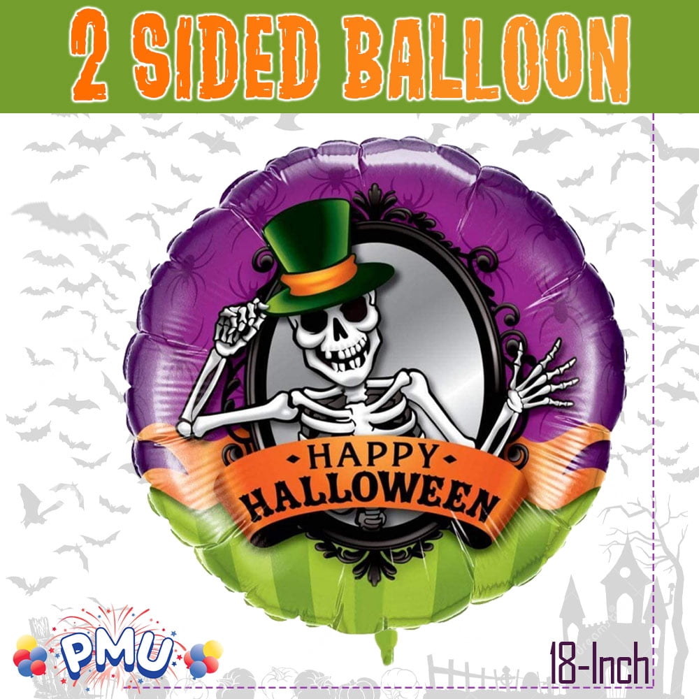 PMU Halloween Party Decoration "Happy Halloween" Jack Faces Aglow 18 Inch Mylar-Foil Balloon (1pkg) Pkg/1