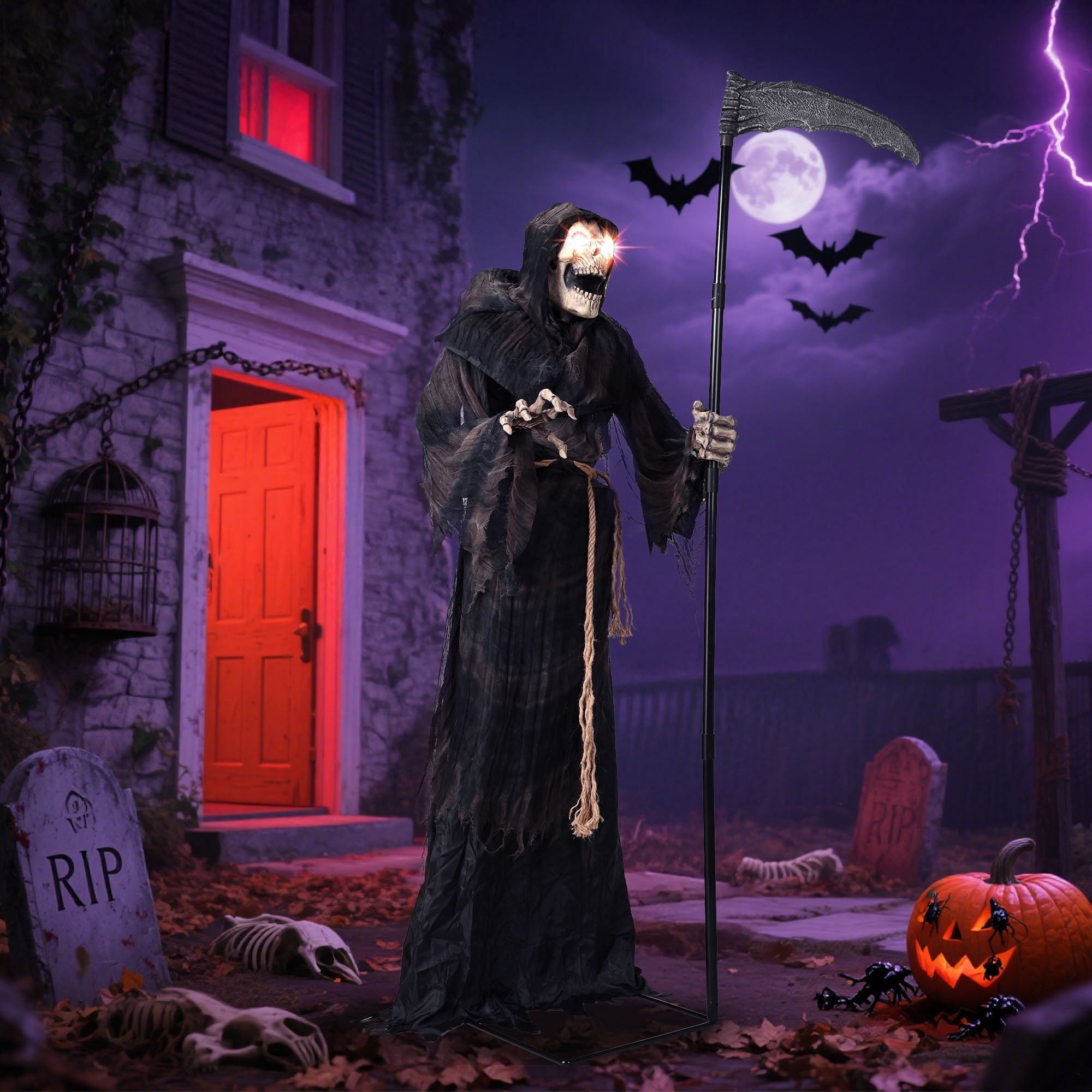Yescom 9ft Flying Witch with Vulture & Owl Skeleton Halloween Outdoor Décor 2026