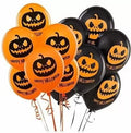 50Pcs Black Orange Red Halloween Decorations Items For Printed Balloons Themed Pumpkin Balloons Black Orange Balloons Set For Halloween Celebration Party Decoration Balloons