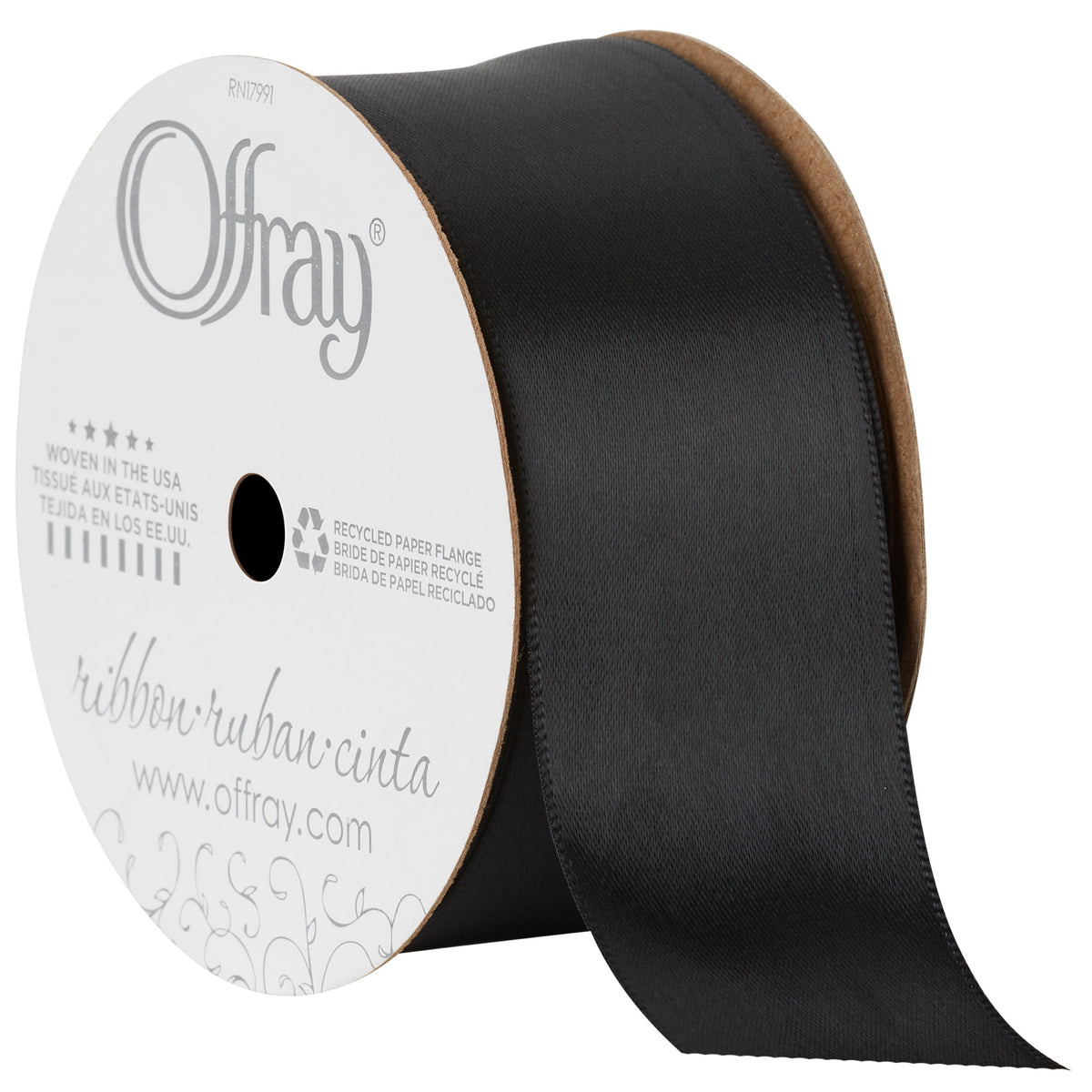 (2 pack) Offray Ribbon, Red 1 1/2 inch Double Face Satin Polyester Ribbon, 12 feet