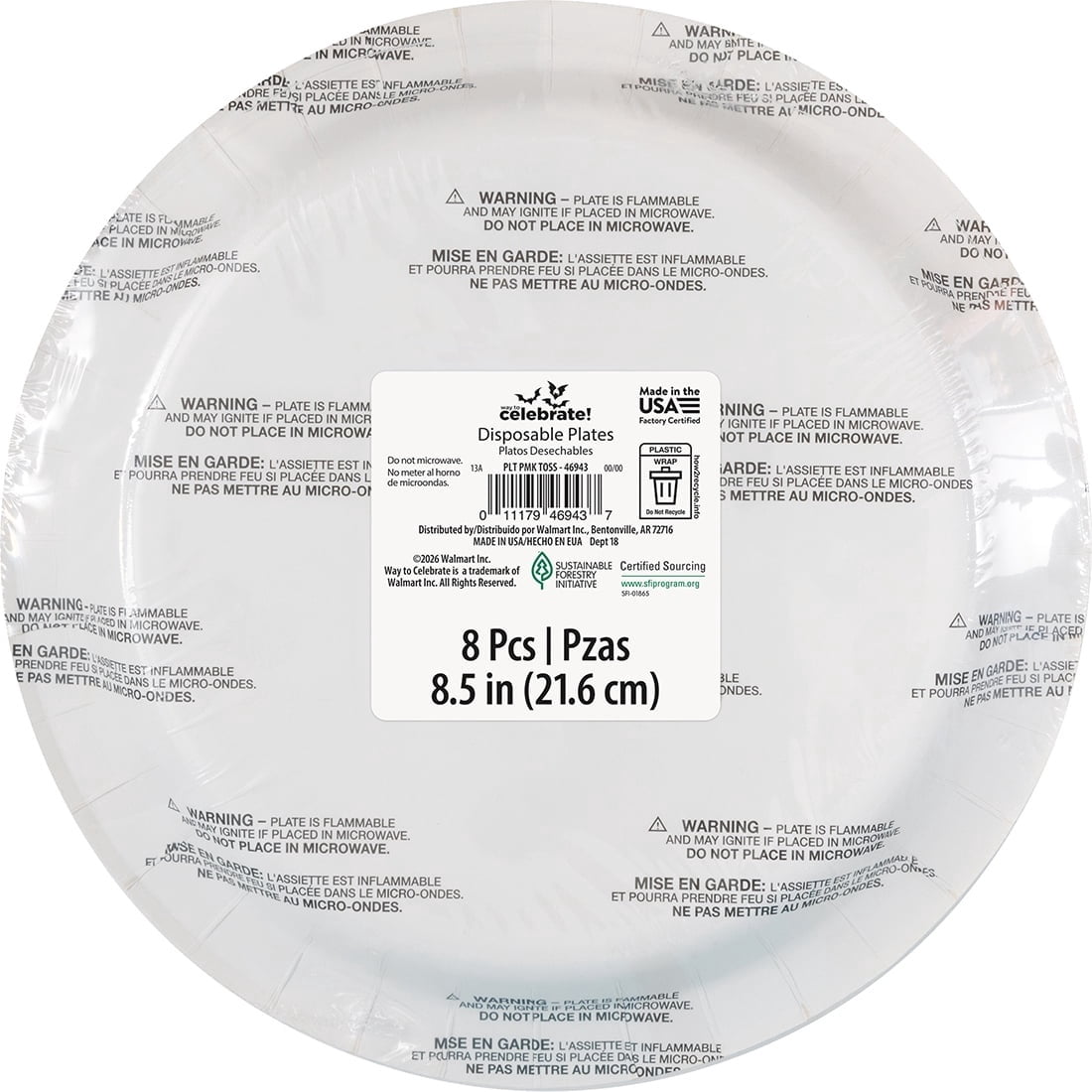 Jack-o'-Lantern Disposable Paper Plates, Multicolor, 8.5", 8 Count, Halloween by Way To Celebrate
