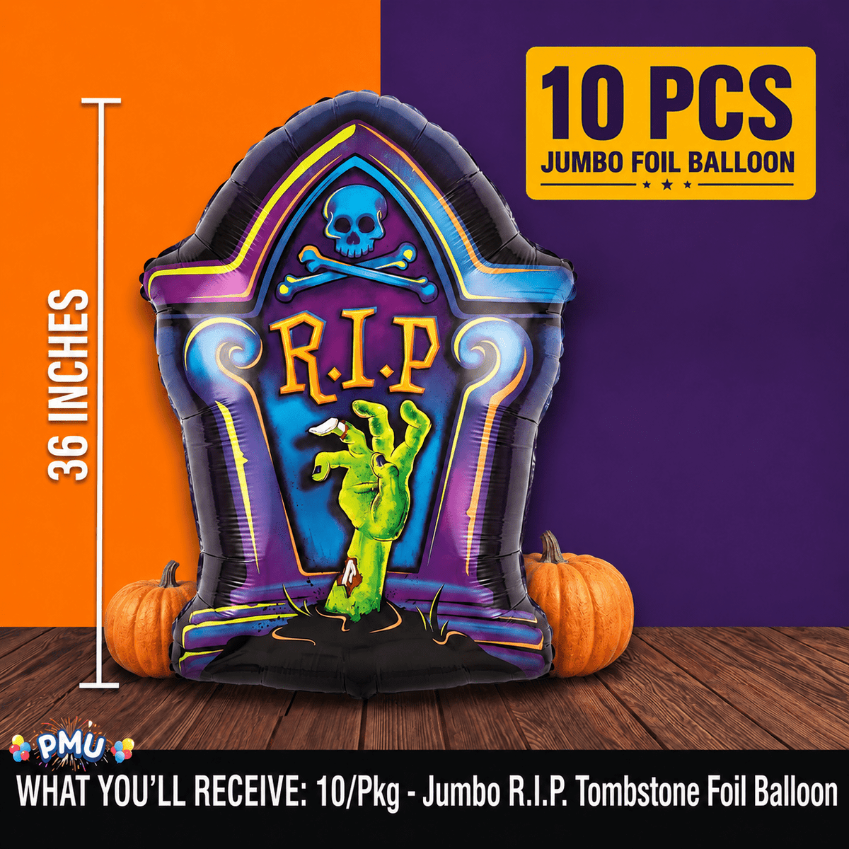 PMU Halloween Flying Ghost 24 Inch Mylar-Foil Balloon (10/pkg) Pkg/1