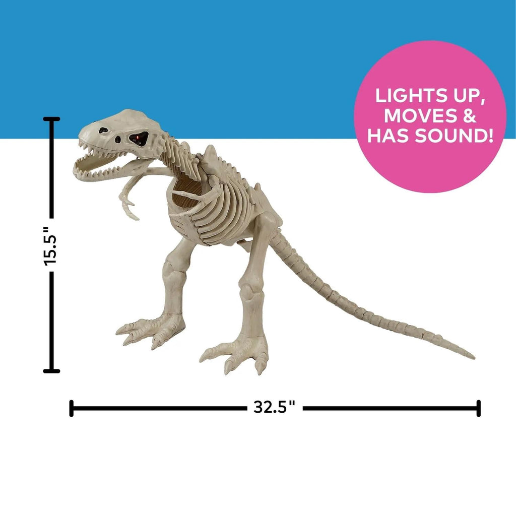 Seasons - 15 1/2" Animated Light-Up Tyrannosaurus Rex Skeleton Halloween Decoration - One Size
