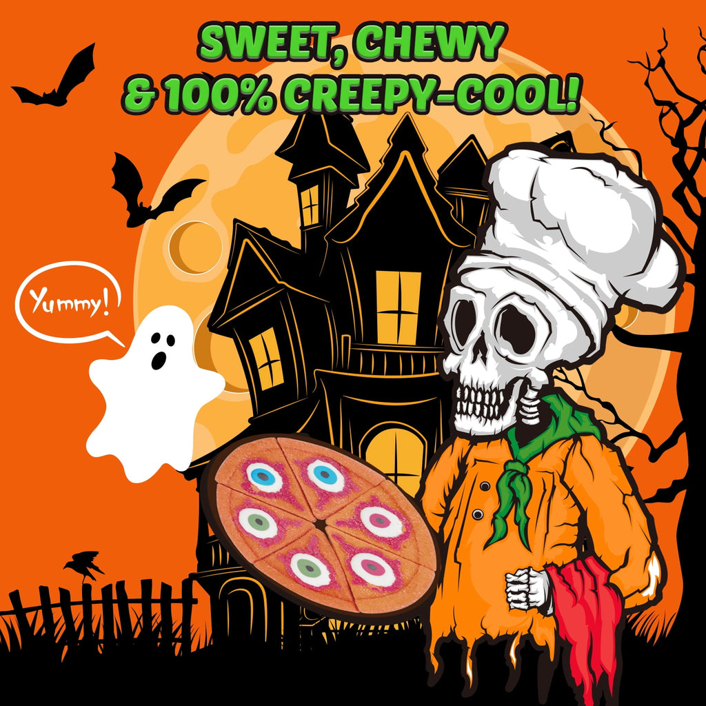 AMOS Cotton Candy Halloween Pizza, Eyeballs Candy for Party, Gluten-Free, 6 Count, 6.35 oz