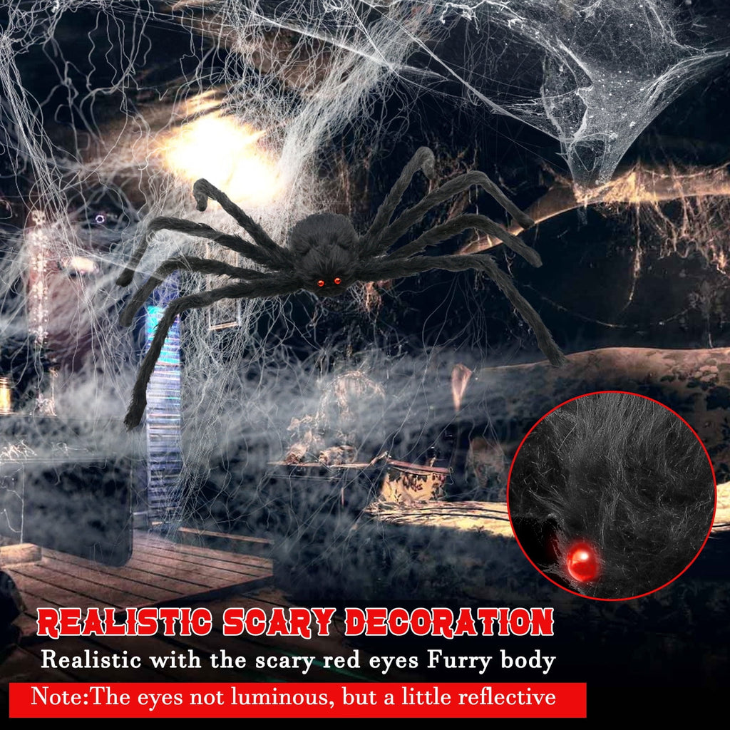 Innens 11.8ft Halloween 144 LED Purple Spider Web Lights with 35" Giant Spider Light up Cobweb Halloween Decorations for Indoor Ourdoor Garden Yard Home Patio (Black, 1Pc)