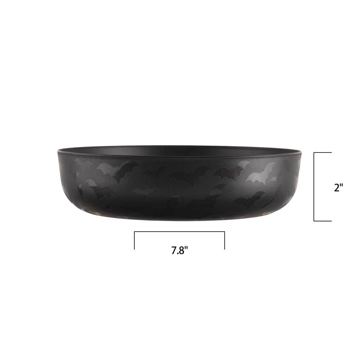 Mainstays 42 oz Round Plastic Dinner Bowl, Etched Bats, Black