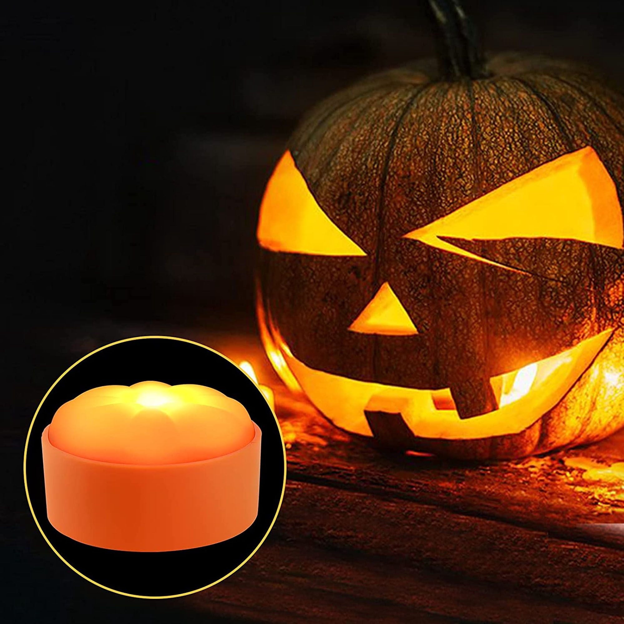 Deago Halloween LED Pumpkin Lights with Remote and Timers Battery Operated Orange Jack-O-Lantern Lights Flameless Candles for Halloween Decorations