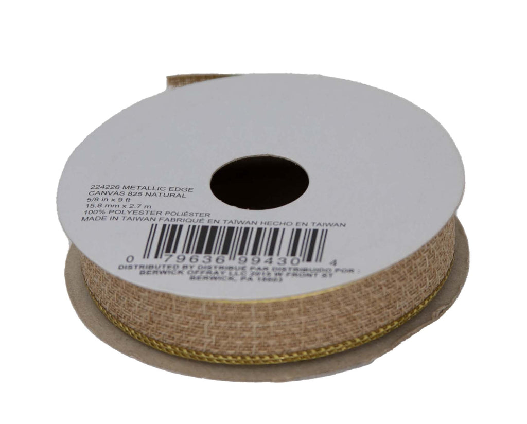 (4 pack) Offray Ribbon, Natural Gold 5/8 inch Galena Metallic Ribbon for Wedding, Crafts, and Gifting, 9 feet, 1 Each
