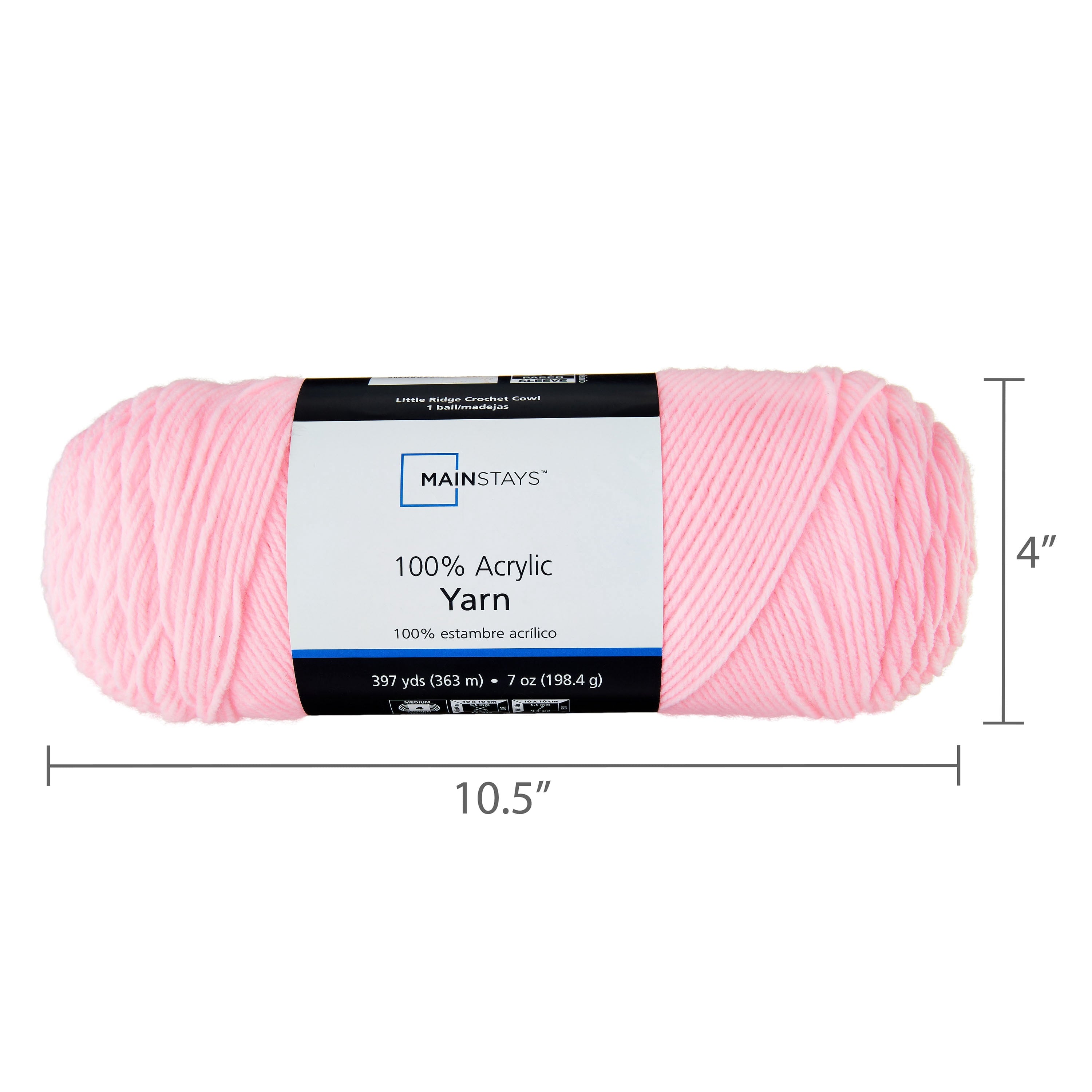 Mainstays Medium 4 Acrylic Yarn, White, 7 oz, 397 Yards