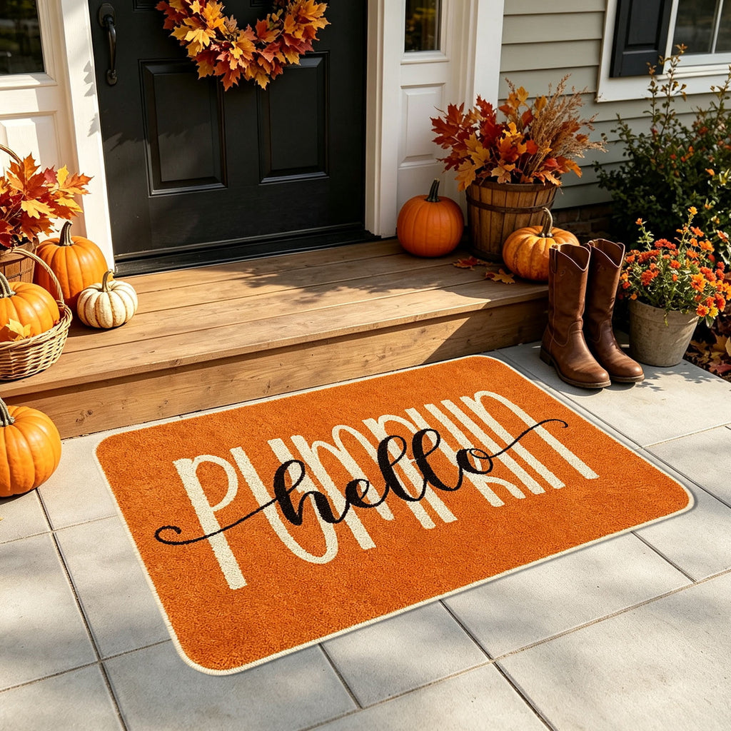 Autumn Door Mat for Entryway, 16x24 Inch, Fall-Themed Floor Doormat for Home Decor, Non-Slip Rug Mat for Living Room, Kitchen, Bedroom, Gifts for Fall Lovers (E)
