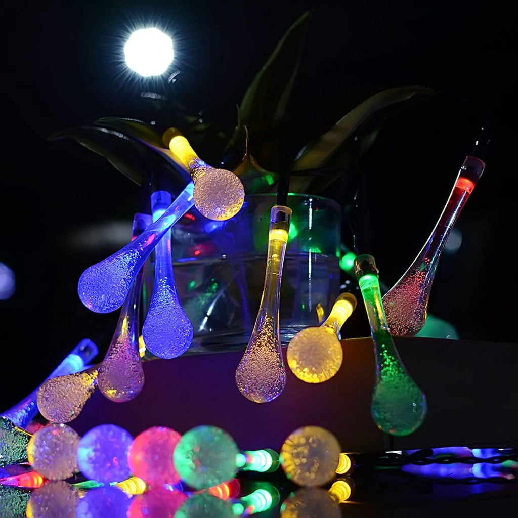 Gcvizuso Christmas Lights, String Lights, Outdoor Garden Party 20 LED Teardrop Solar Garden Lantern String