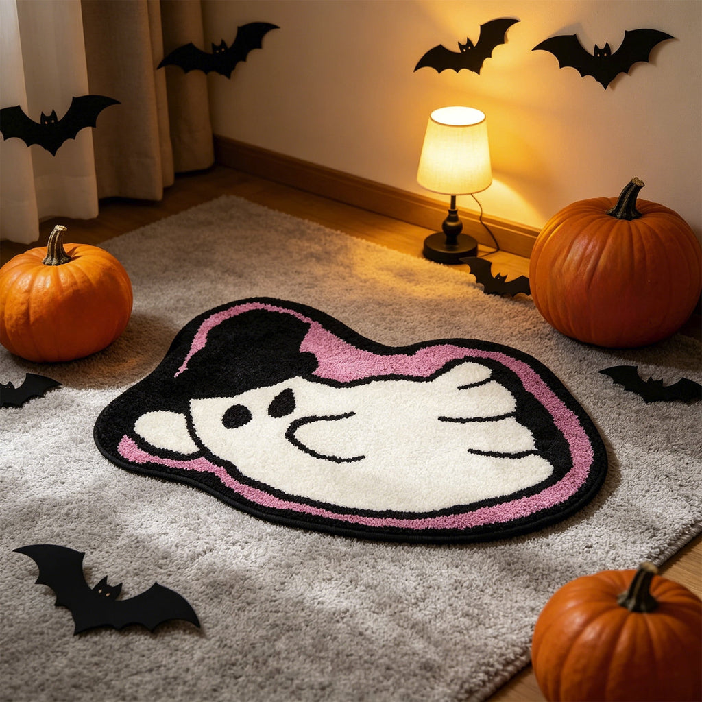 Halloween Doormat Ghost Bath Mat 23.6x15.7in Secure-Grip Absorbent Soft Faux Fur Rug for Bathroom Bedroom Living Room Decor by OVFUIZ