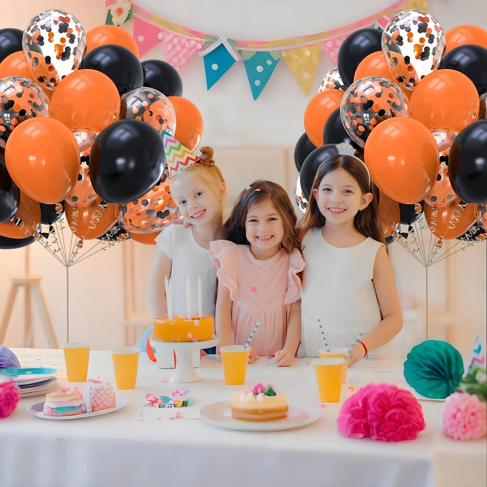 Hxlamzoo 30pcs 12 Inch Black Orange Confetti Latex Balloons for Halloween Party Decorations - Durable 24hr Float Time, Safe for Kids, Hocus Pocus Theme Party Supplies (30 Count)